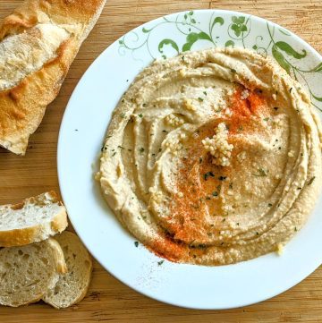 Light hummus on a plate