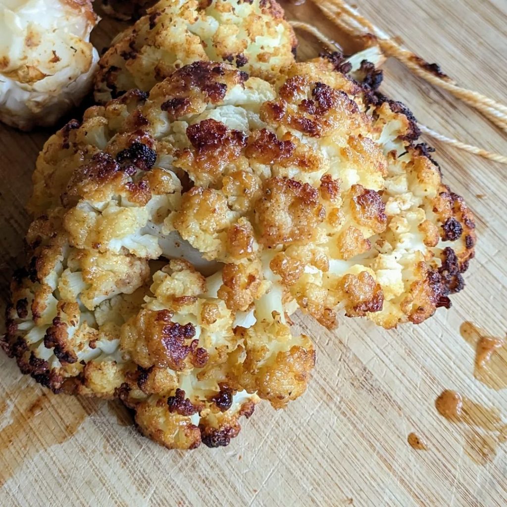 Dark roasted maple-mustard cauliflower